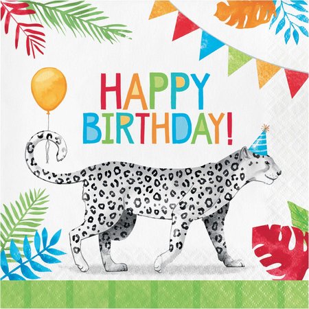 CREATIVE CONVERTING Party Animals Happy Birthday Napkins, 6.5", 192PK 354575